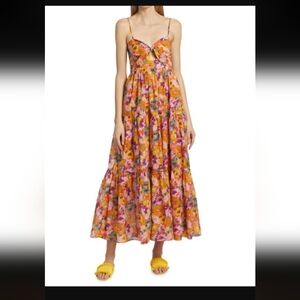 Zimmermann Violet Cut Out Tiered Cotton Midi Dress